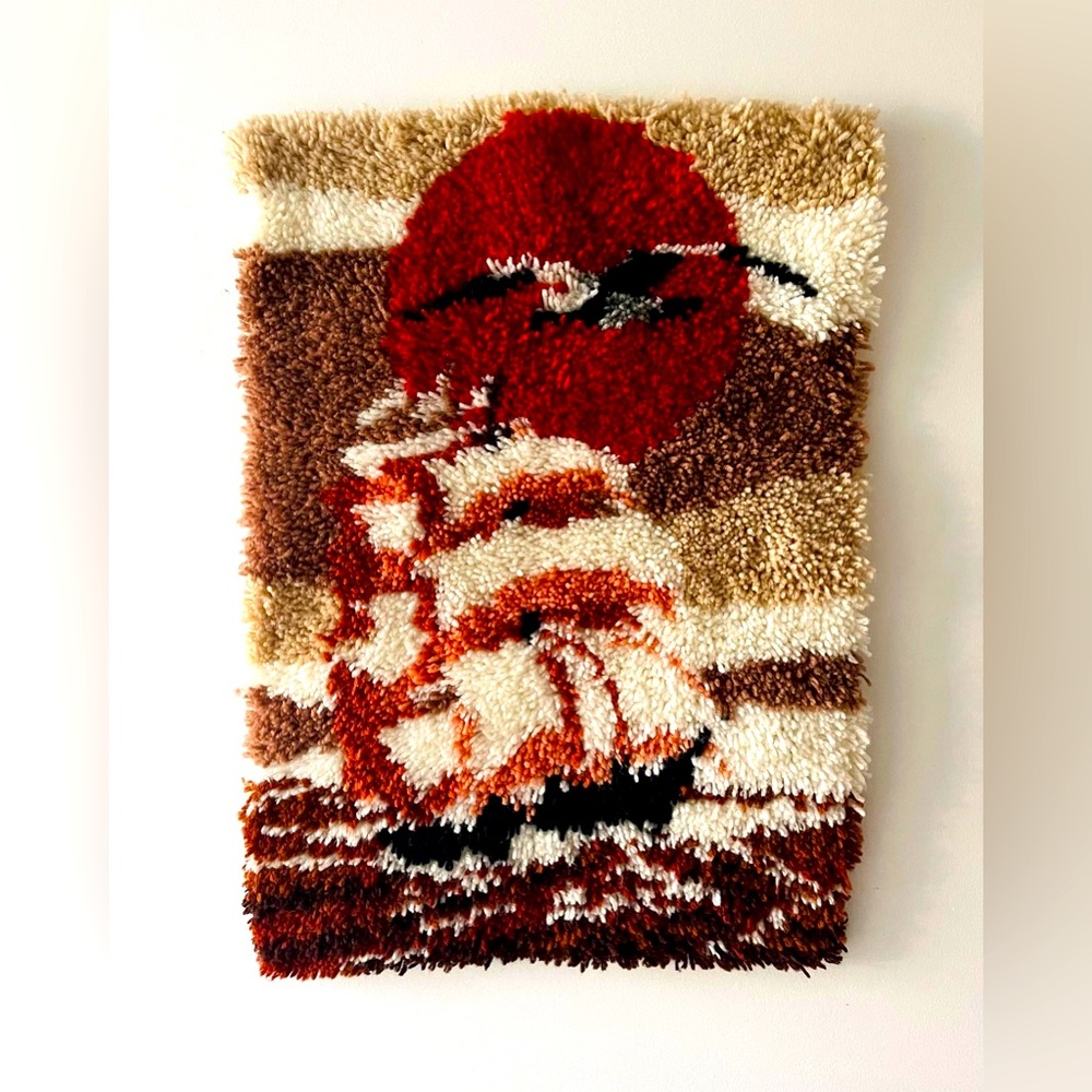 Vintage Tallship Latch Hook Tapestry